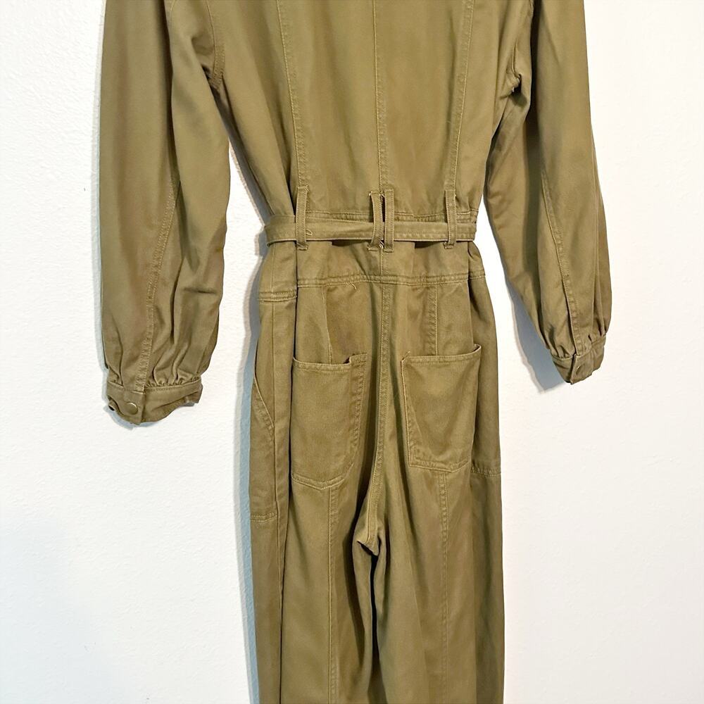 Madewell Tencel Twill Tapered Belted Golden Spinach Jumpsuit Women's Size Large - Picture 9 of 16